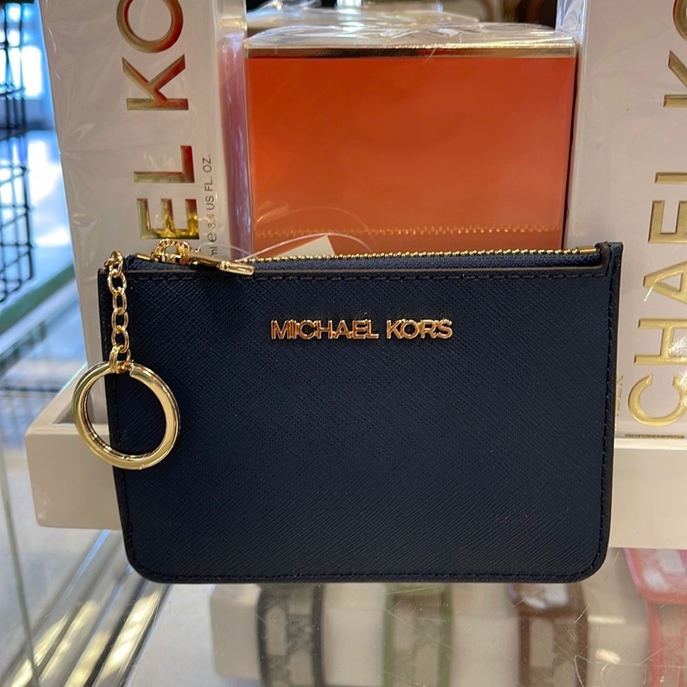 MICHAEL KORS SMALL TOP ZIP COINPOUCH WITH ID KEYCHAIN CARDHOLDER WALLET 
NWT
